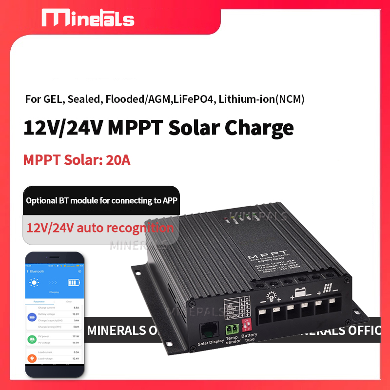 Charge Controller Solar - Controlador MPPT 20A 12V/24V Carregador de