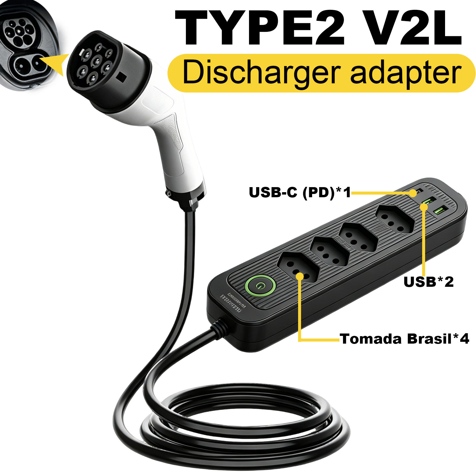 Outdoor Power Station - Adaptador de Descarga Tipo 2 V2L