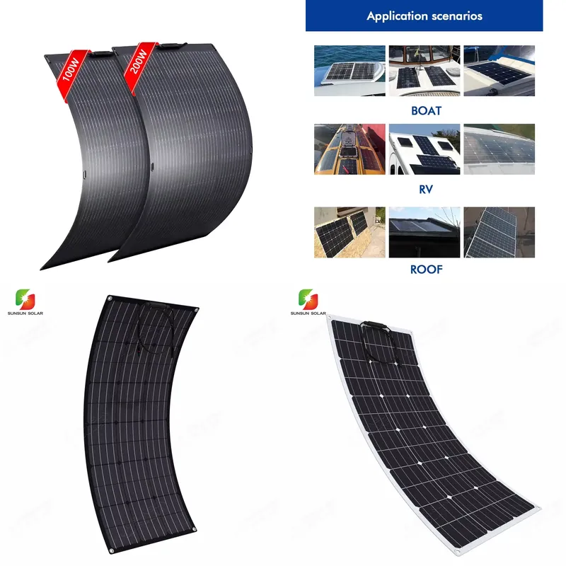 Solar Panel 200W - Painel Solar Flexível de 50W 100W