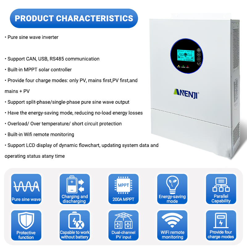 Inversor solar híbrido ANENJI  - Charge Controller Solar avaliação e preço